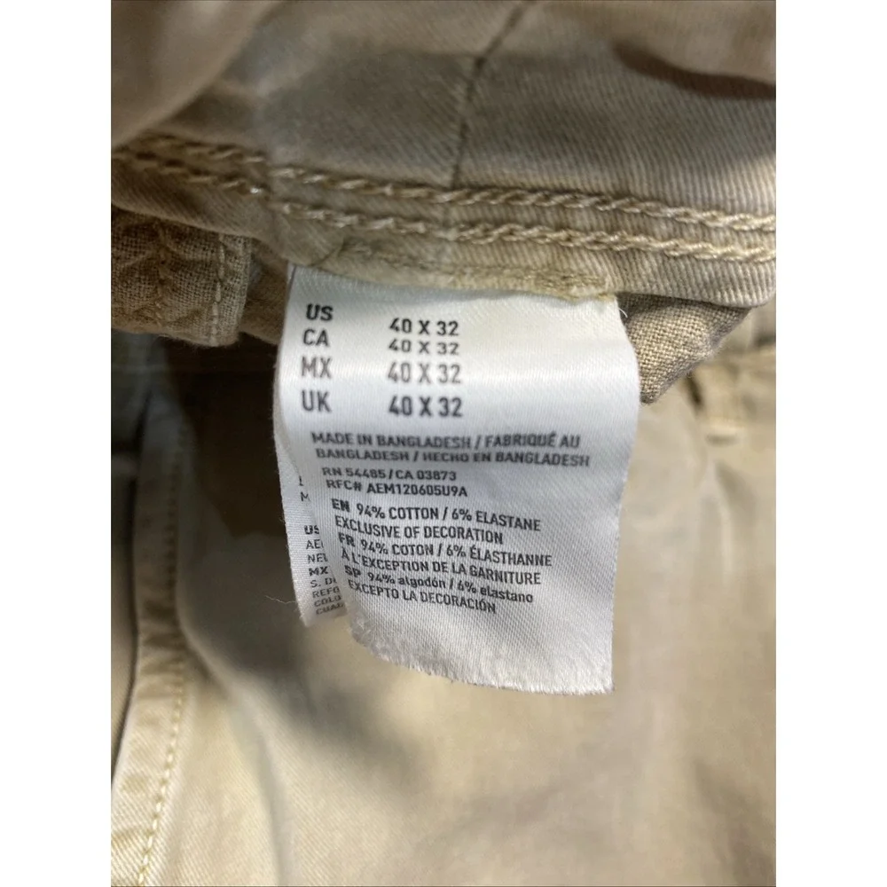American Eagle Men's 40x32 Khaki Chino Pants 360 Extreme Flex Preppy